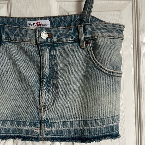 ZARA Skirt Effect denim tank crop small - Picture 2 of 5